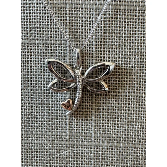 Dragonfly necklace with natural mined diamonds - Picture 3 of 8